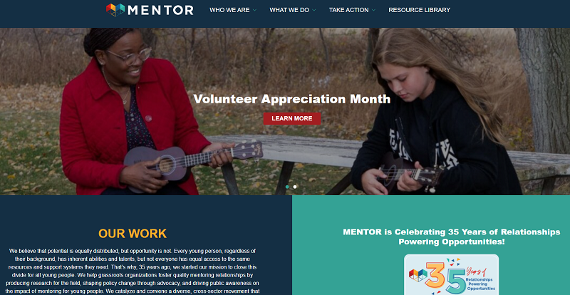 Screenshot of the MENTOR website